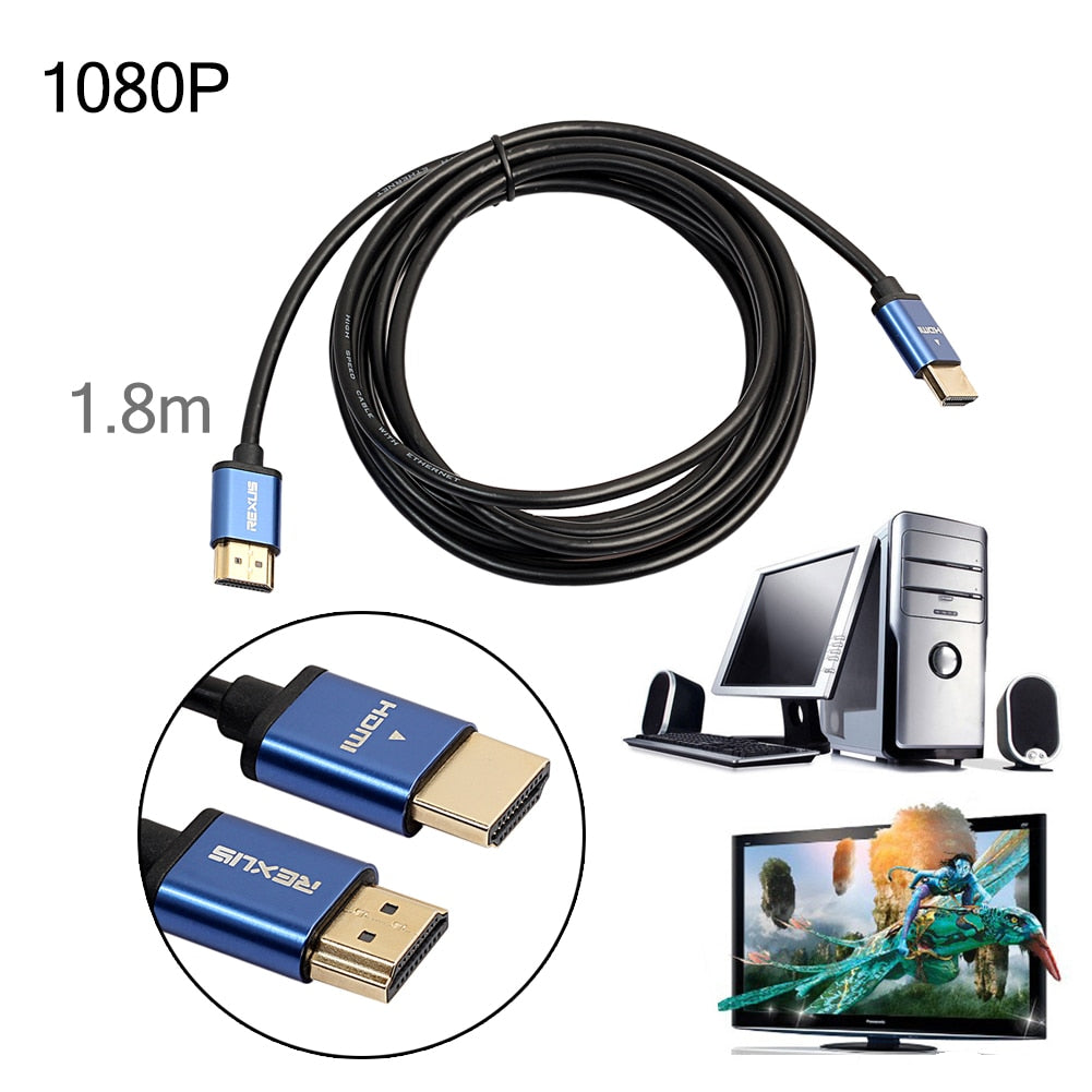High Speed 1080p Aluminum Cable HDMI Male to HDMI Cable 3D for HD TV 1m -15m Audio HDMI Cable for Xbox 360 - ebowsos