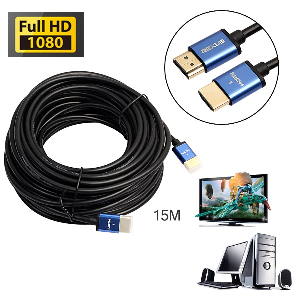 High Speed 1080p Aluminum Cable HDMI Male to HDMI Cable 3D for HD TV 1m -15m Audio HDMI Cable for Xbox 360 - ebowsos