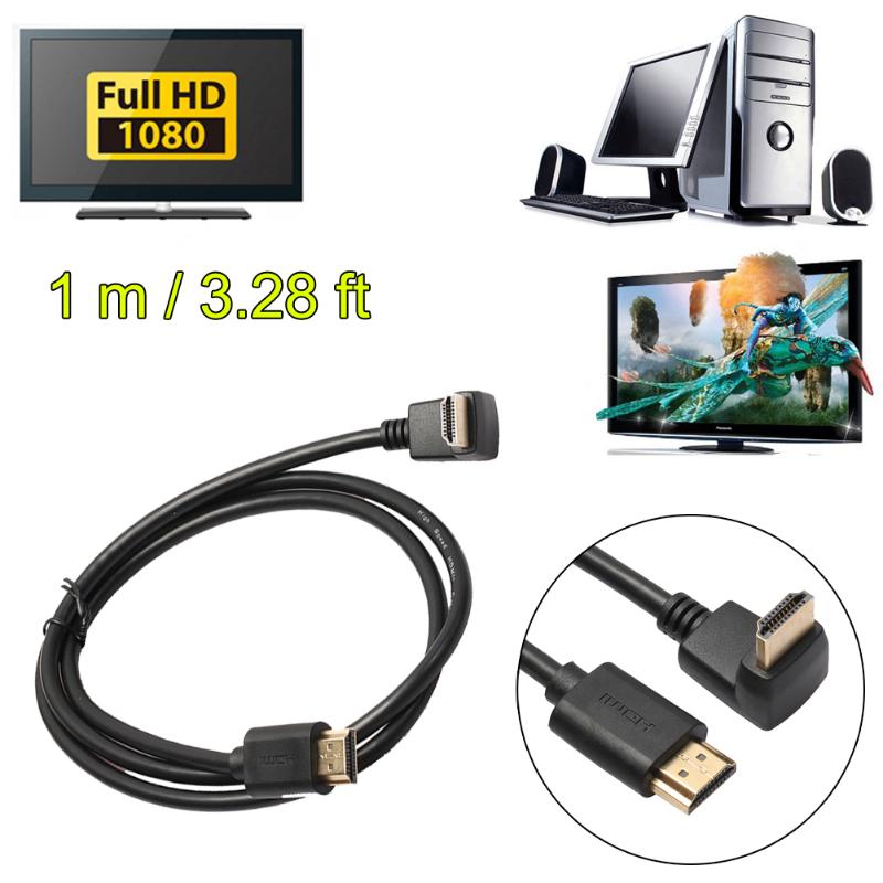 High Speed 1m Full HD 1080p HDMI Cable 90 Degree Angle HDMI Cable Kable Supports for PS3 PS4 TV DVD Players PC Computer - ebowsos
