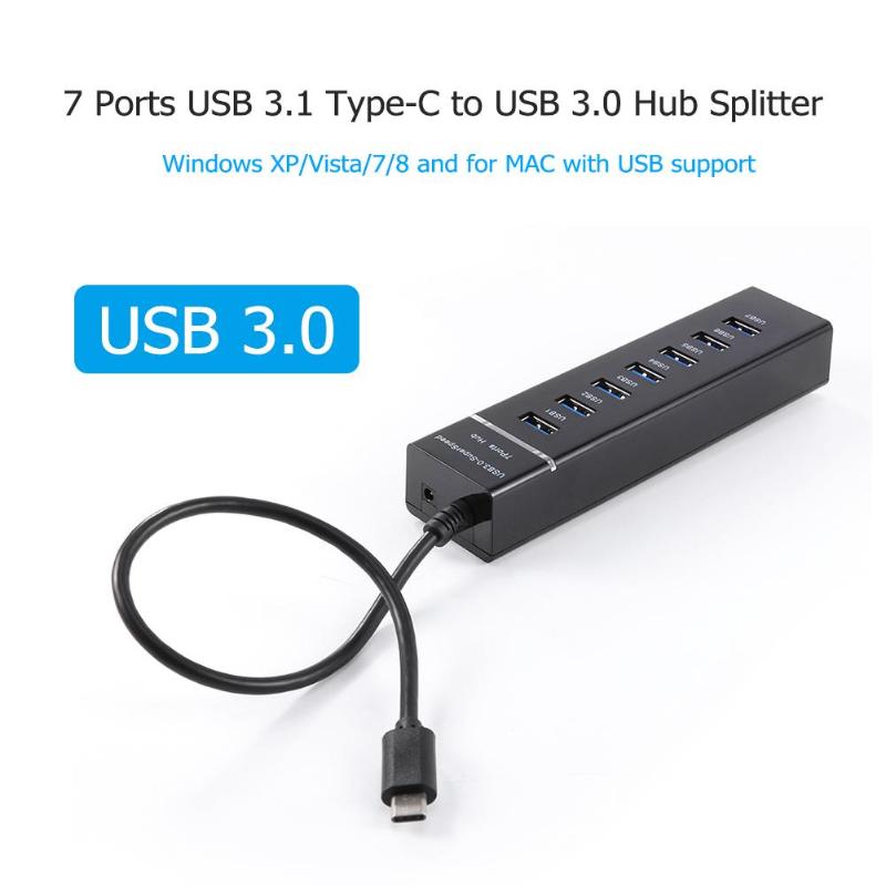 High Speed 7 Ports USB 3.1 Type-C to USB 3.0 Multi Hub Expansion Splitter for MacBook Laptop PC USB 3.1 Type-C to USB 3.0 Hub - ebowsos