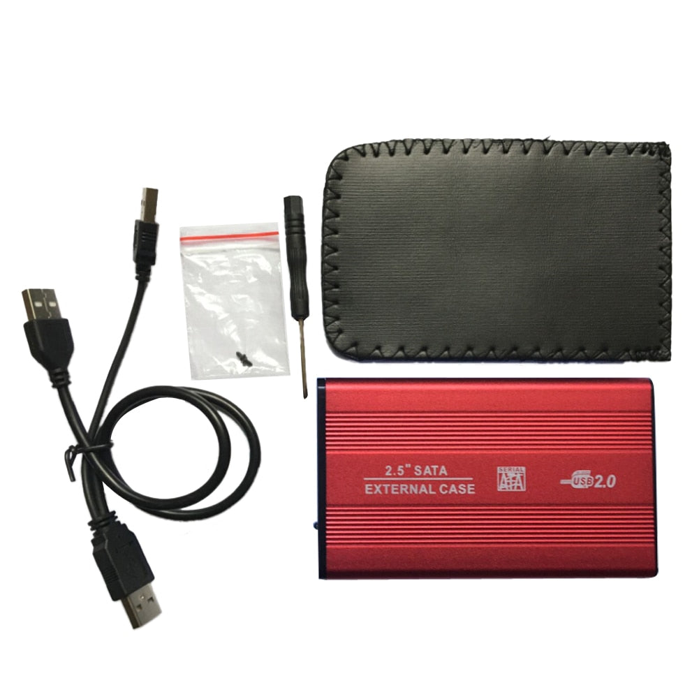 High Speed External USB 2.0 to Hard Disk Drive SATA 2.5" inch HDD Adapter Red Aluminum Alloy Shell Enclosure Box for PC Computer - ebowsos