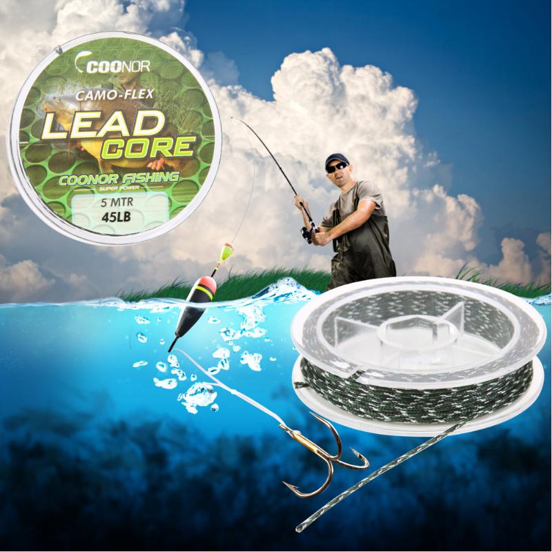 High Strength Fishing Line 45lb 5m Leadcore Braided Camouflage Carp Hair Rigs Lead Core Fishing Tackle Fishing Accessories-ebowsos
