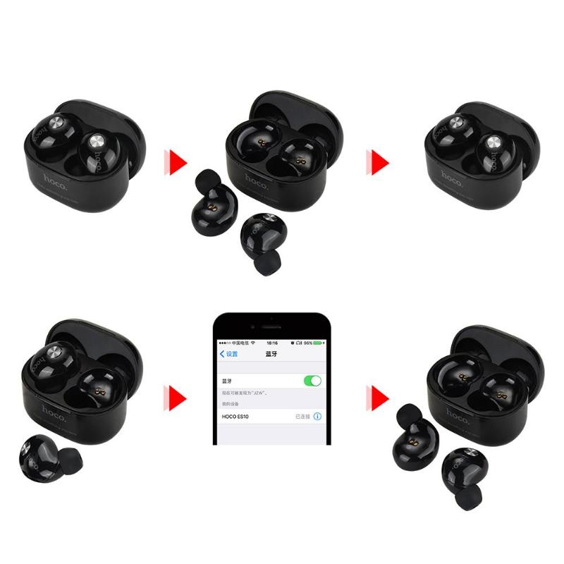 ES10 Twins True Earphones Wireless Bluetooth Earbuds Headphone HiFi Stereo Headsets with Mic for Mobile Phone High Quality - ebowsos
