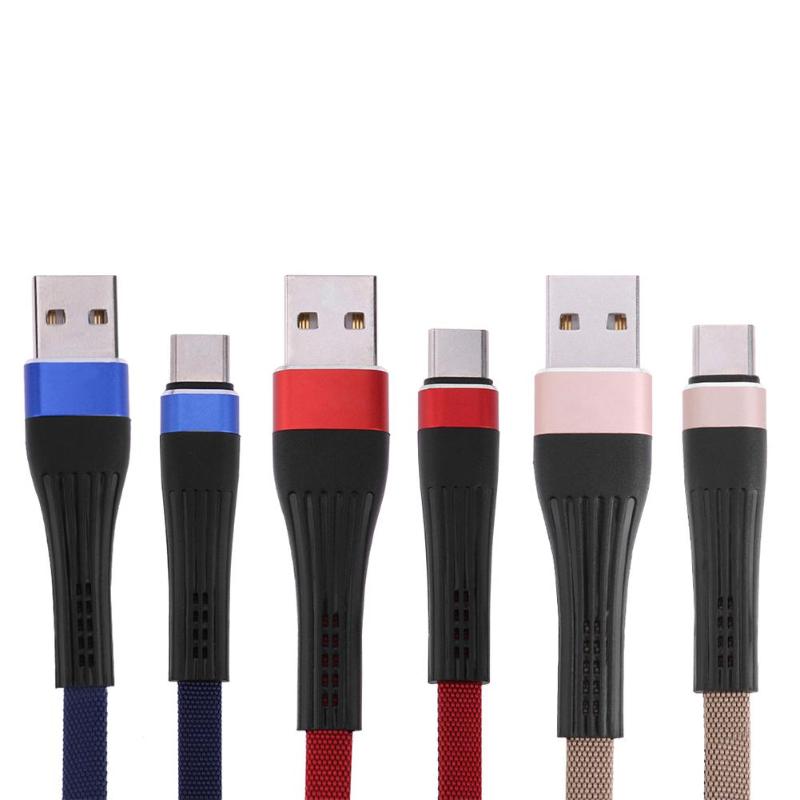 U39 Type-C Nylon Braided Flat Cord 2.4A 1.2m Data Sync Charging Cable Wire for Huawei Samsung Xiaomi High Quality Cable New - ebowsos