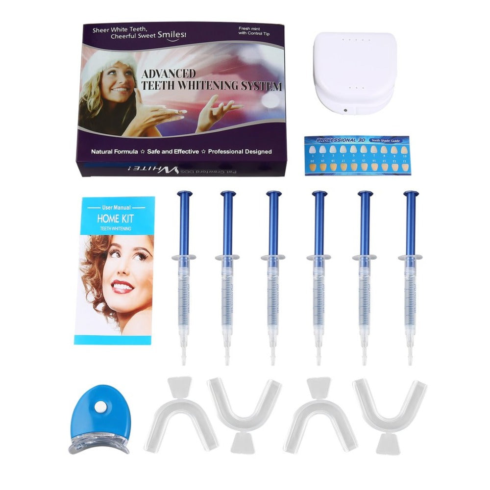 Home Teeth Whitening Kit Tooth Whitener Bleaching Laser Storing Dental Gel Restore Healthy and Bright White Teeth - ebowsos