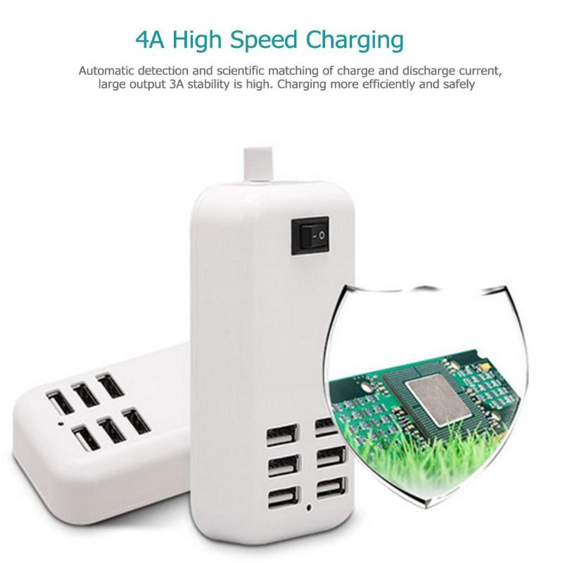 Home Travel 3A Fast Charging Charger Wall Power Adapter 6 Ports USB Socket Hub +1 Switch for Phone Tablet PC High Quality - ebowsos