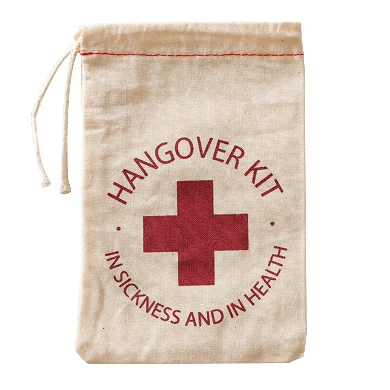 Hot-10pcs Cotton Wedding Party Favor Gift Bags 4 x 6 Inch RED Cross Hangover Kit Bag For Bachelorette Hen Party Favors, Recove - ebowsos