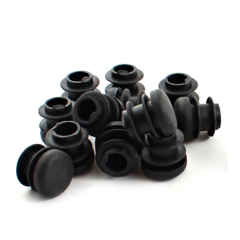 Hot-15Pcs Black Plastic Blanking End Cap Round Tube Insert Pipe Bung 16mm - ebowsos