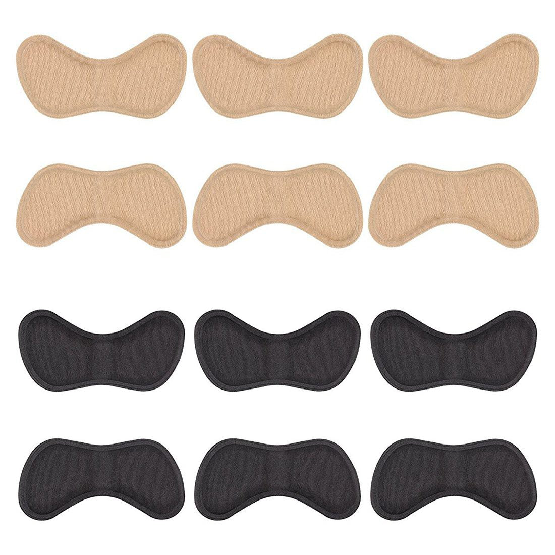 Hot-6 Pairs Heel Stickers Heel Cushion Pads Shoe Heel Insoles for Improved Shoe Fit and Comfort, Black+Beige - ebowsos