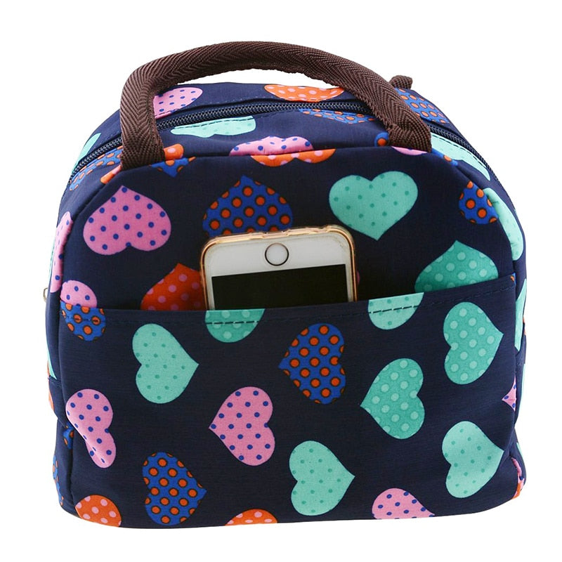 Hot-Cute Love Heart Lunch Bag Tote Bag Lunch Organizer Holder Container Reusable Bags Blue - ebowsos