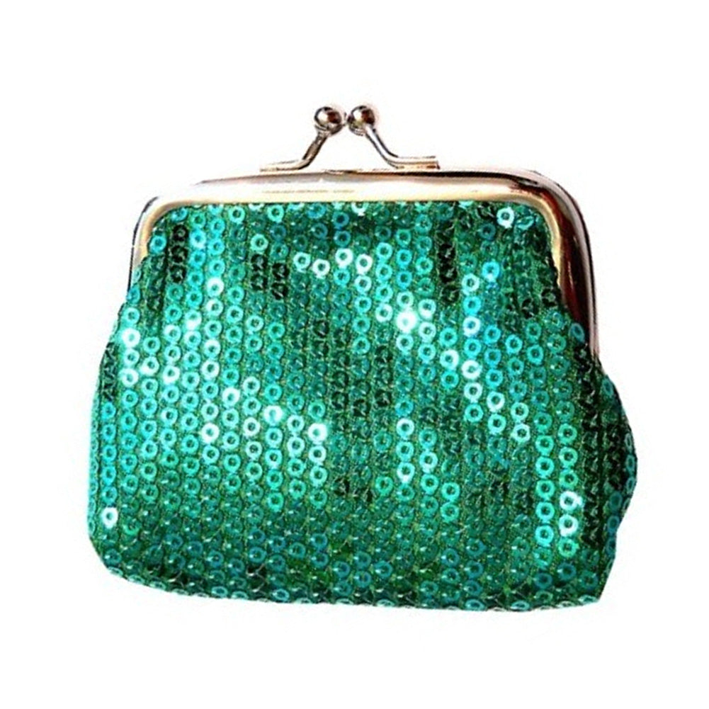 Hot Fashion Lady Clutch Sequined Hasp coins bag Green - ebowsos