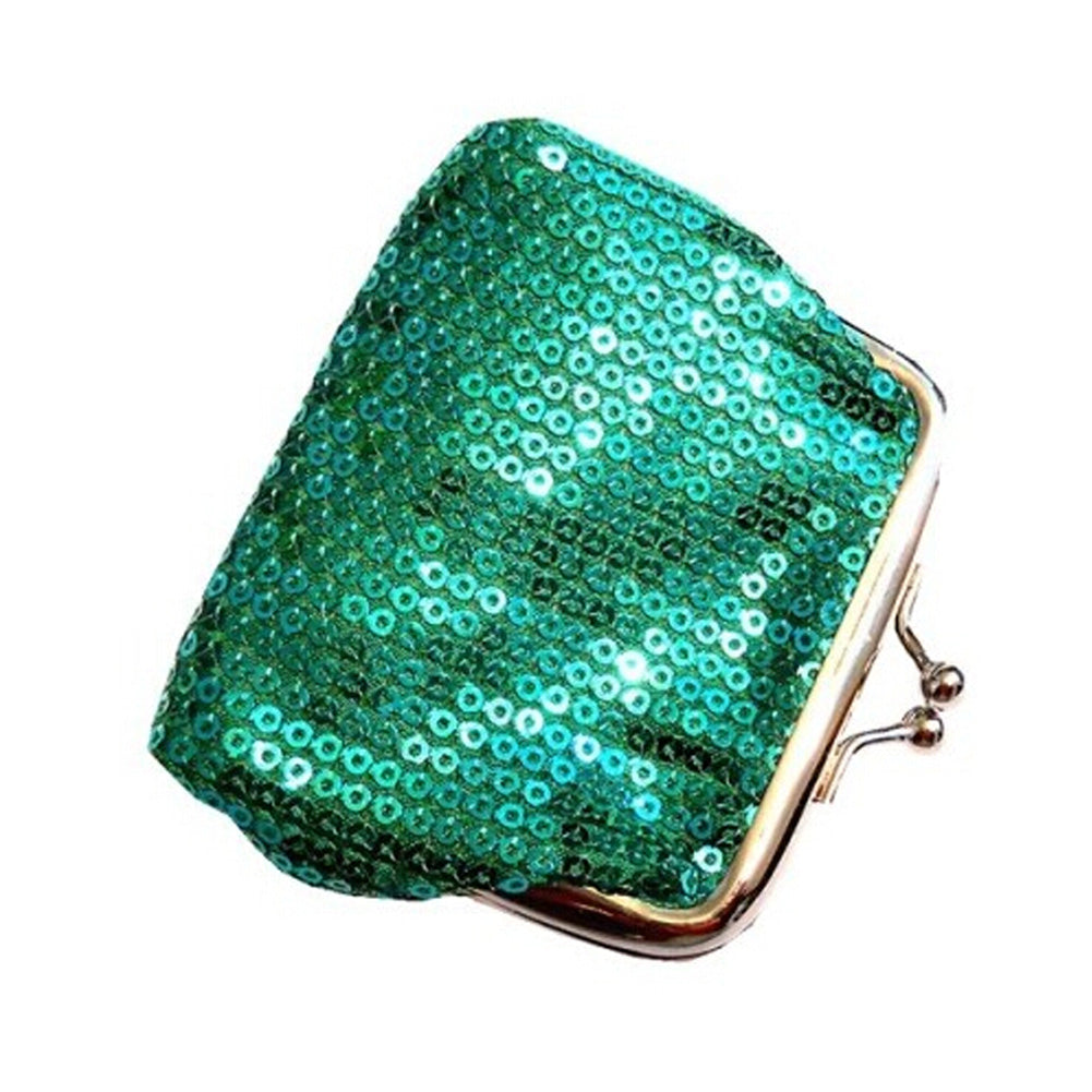 Hot Fashion Lady Clutch Sequined Hasp coins bag Green - ebowsos