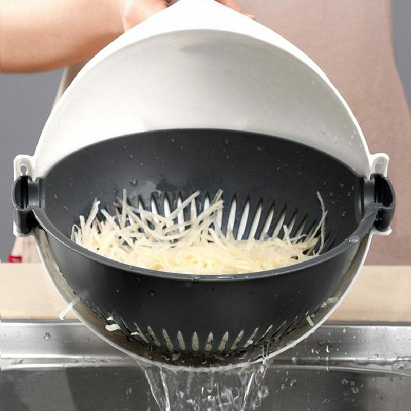 Hot Fashion Vegetable Cutter Easy to Clean Vegetables and Drainage Kitchen Cutter Magic Rotate Fruits Shredder Grater - ebowsos