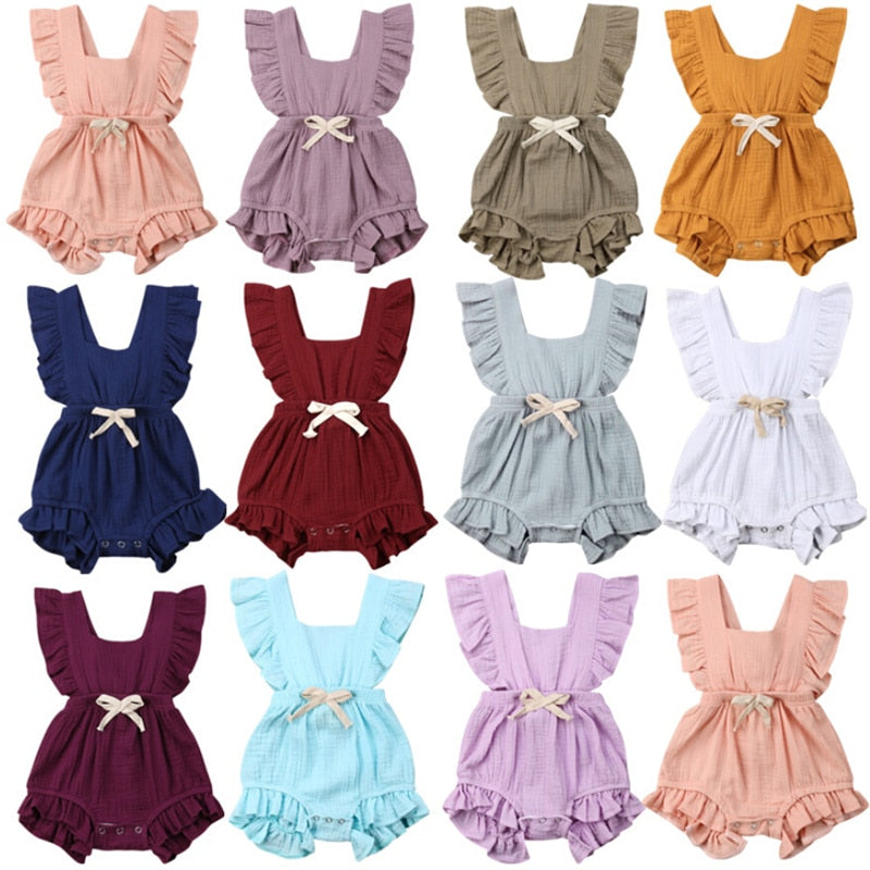 Hot Hot Baby Girls Clothes Ruffle Romper Summer Sleeveless 100% Cotton Jumpsuit Sunsuit Baby Clothing 11 Color!!! - ebowsos