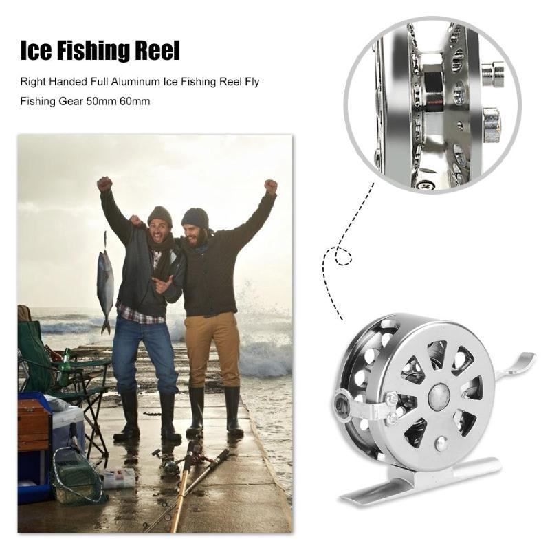 Hot Sale Fishing Reels Multi-function Right Handed Full Aluminum Ice Fishing Reel V-Shape Fly Fishing Gear 50mm 60mm-ebowsos