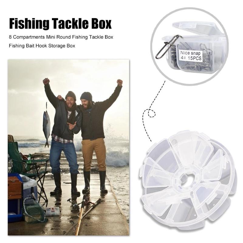 Hot Sale Fishing Tackle Box Delicate Design 8 Compartments?Round Fishing Tackle Box Sea Fishing Lure Bait Hook Storage Box-ebowsos