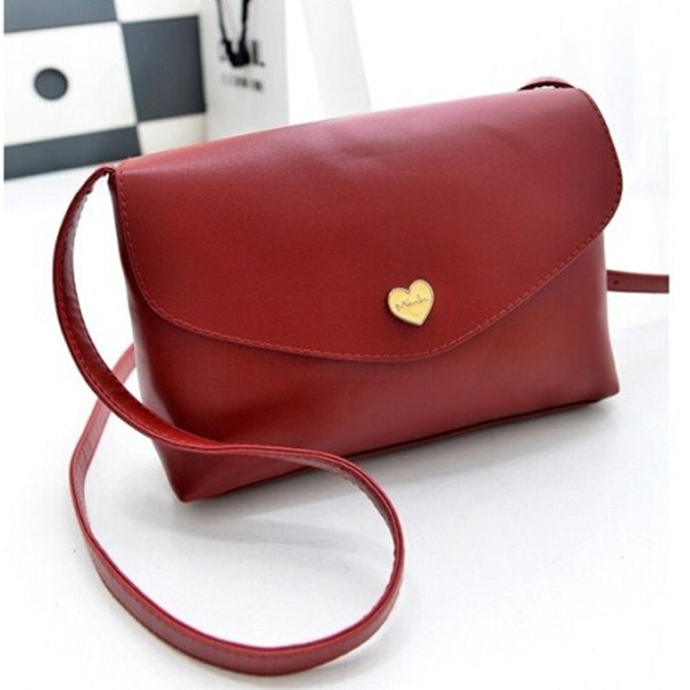 Hot Sale Heart Women Leather Handbags Cross Body Shoulder Bags Fashion Messenger Bags Small Women Bags Red wine - ebowsos