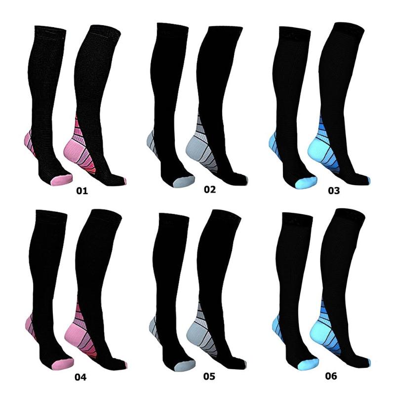 Hot Sale Sports Socks Solid Color Compression Sports Socks Splicing Color Women Men Cycling Calf Length Socks Outdoor Running-ebowsos