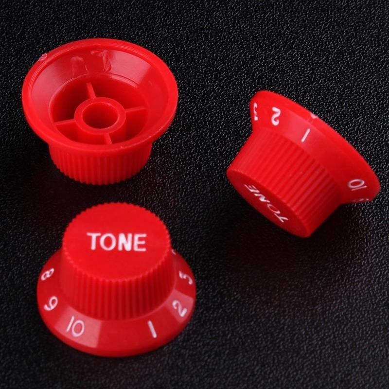 Hot Sell 7 Color 3pcs Plastic Potentiometer Caps Tone Volume Control Knobs for ST SQ Electric Guitar-ebowsos