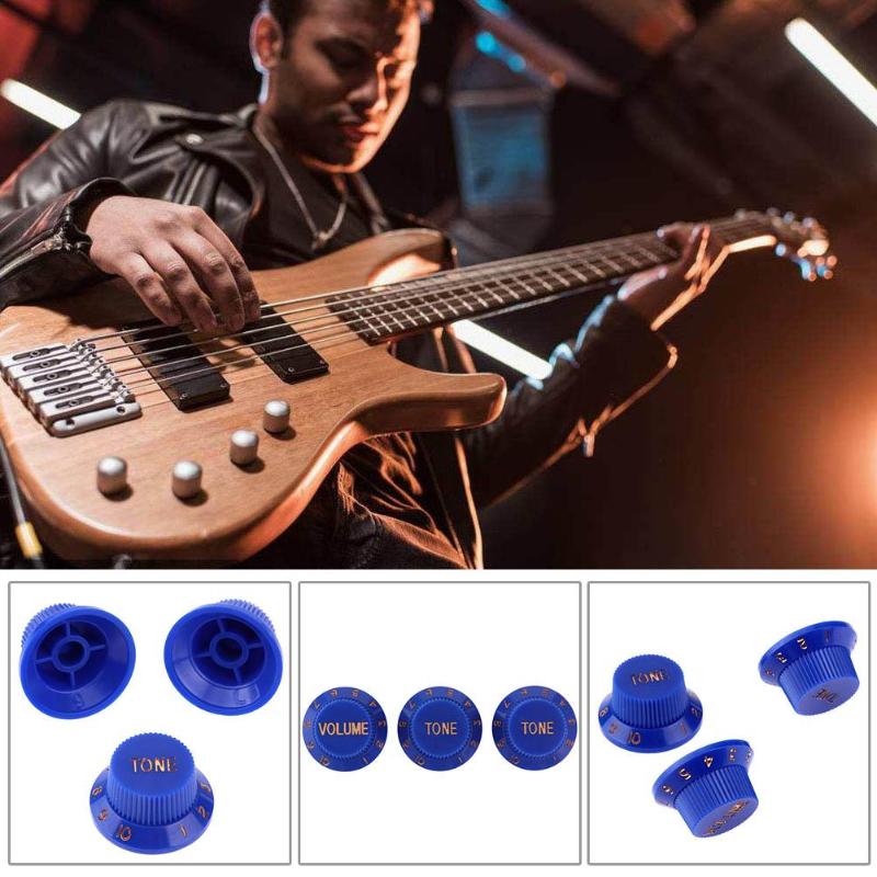 Hot Sell 7 Color 3pcs Plastic Potentiometer Caps Tone Volume Control Knobs for ST SQ Electric Guitar-ebowsos