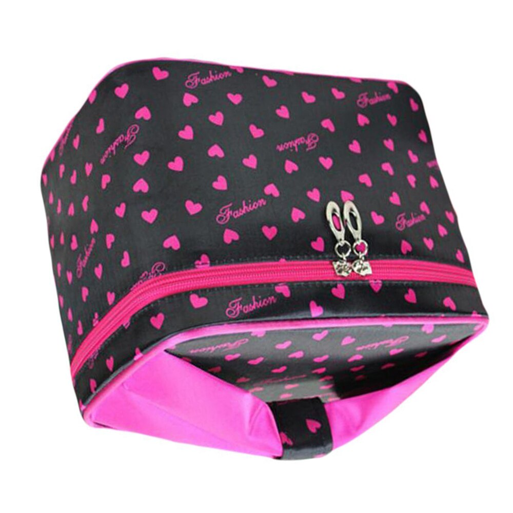 Hot-Toiletry Cosmetic  Large Travel Makeup Bag with Sweet Bow Handle,Black - ebowsos