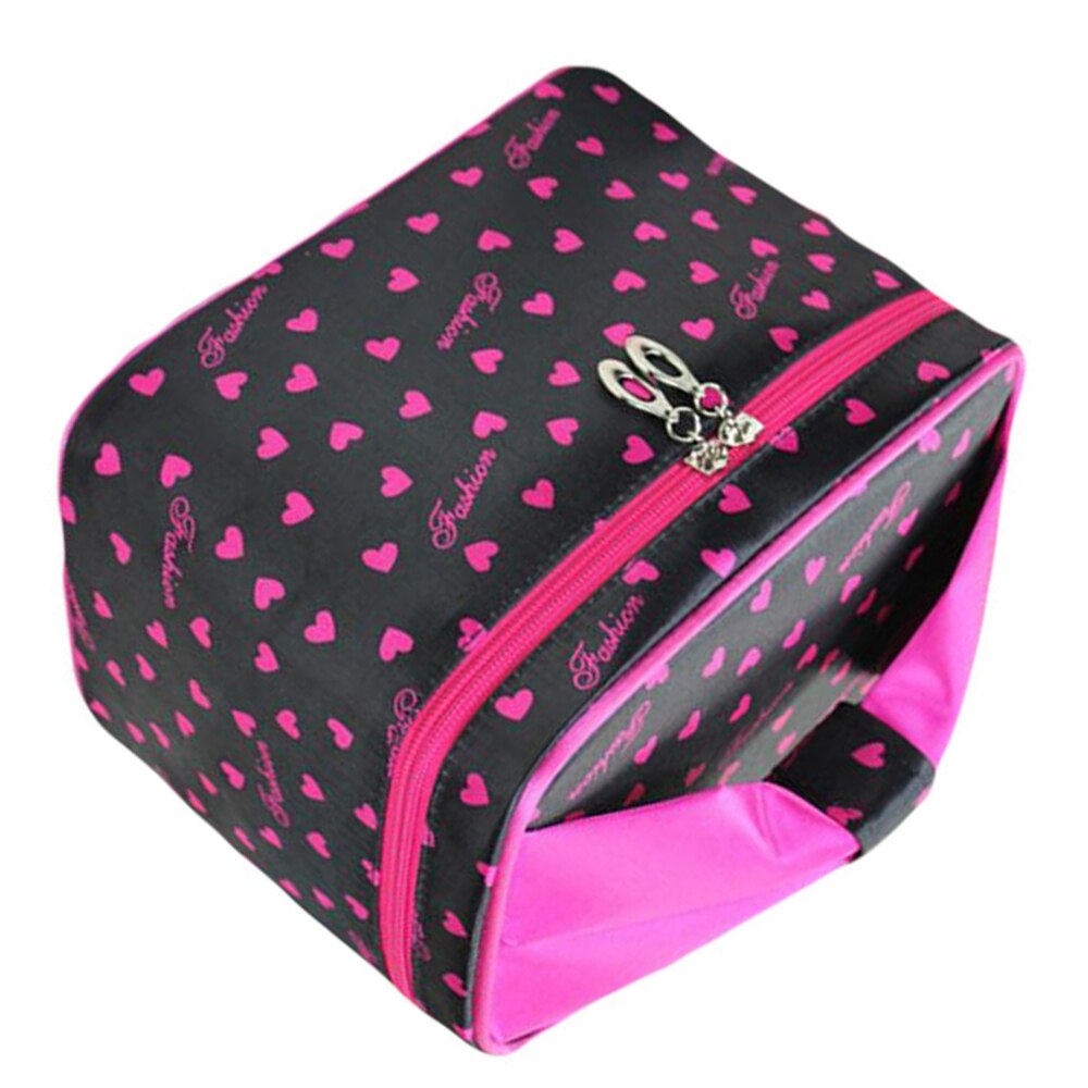 Hot-Toiletry Cosmetic  Large Travel Makeup Bag with Sweet Bow Handle,Black - ebowsos