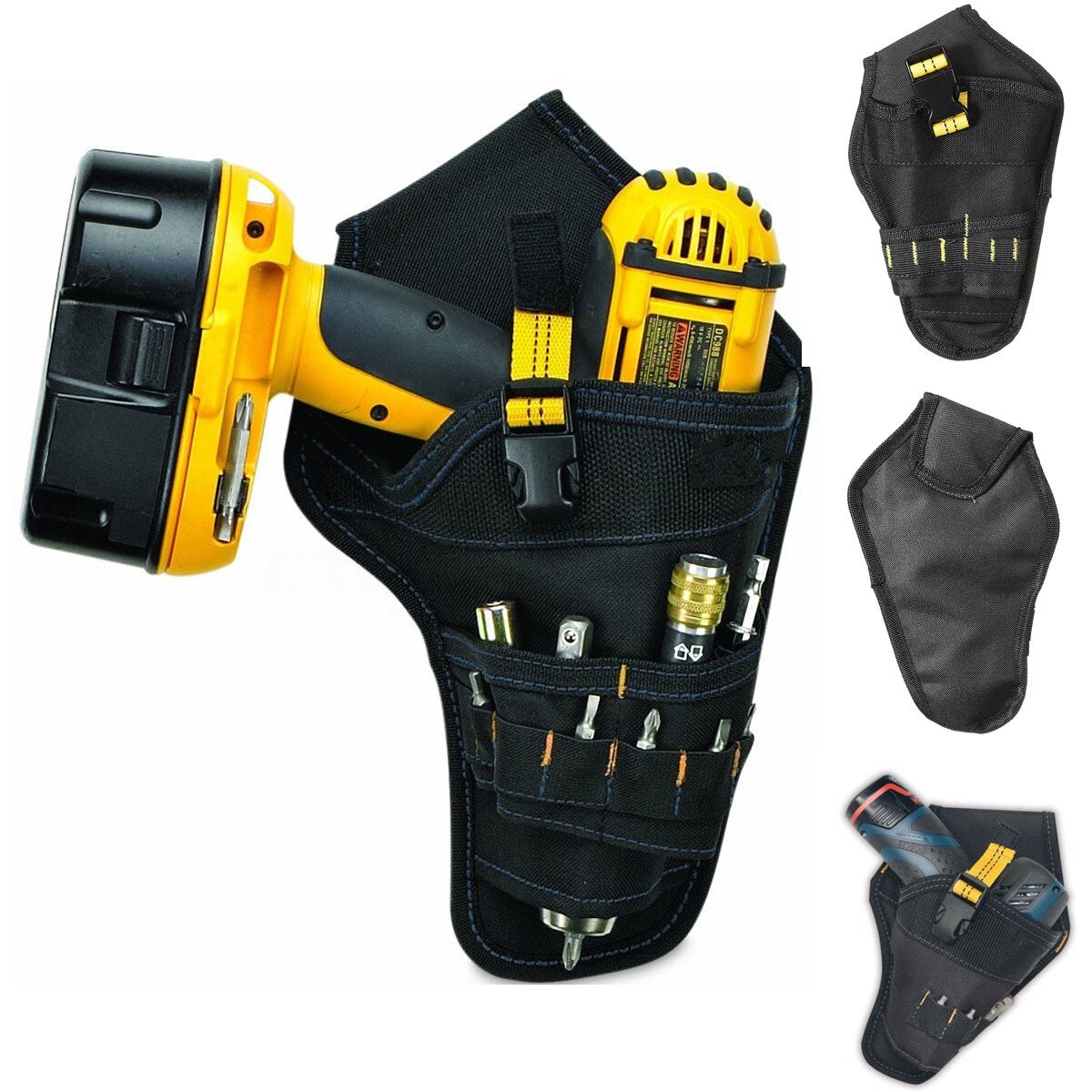 Hot sale Drill Holster Cordless Tool Heavy-Duty Tool Belt Pouch Holder Belt Bag Pocket - ebowsos