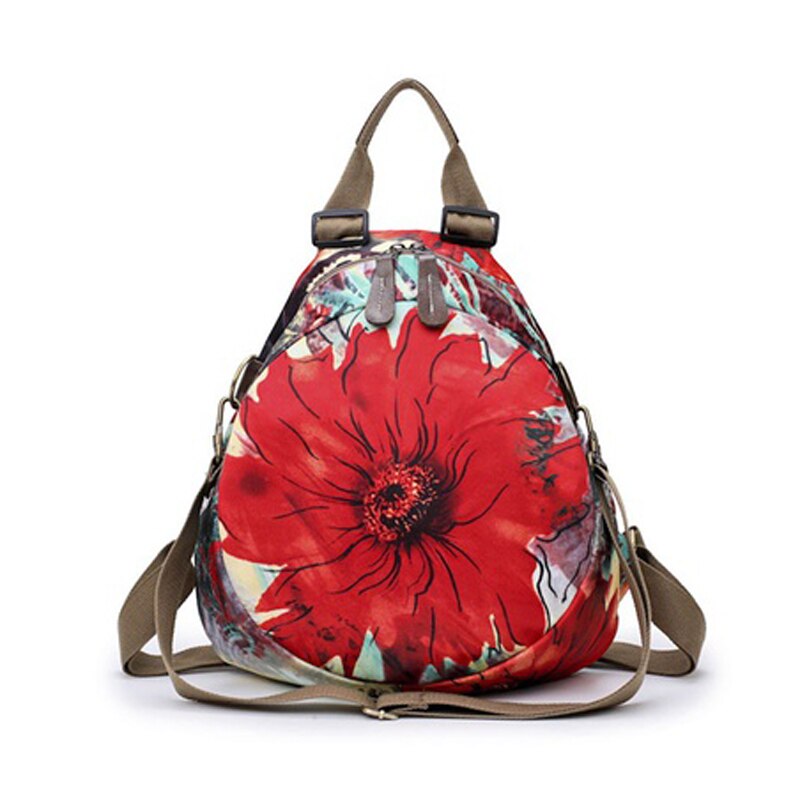 Hot sale Female Printing Nylon Backpack Women Small Vintage Floral Travel Casual Backpacks - ebowsos