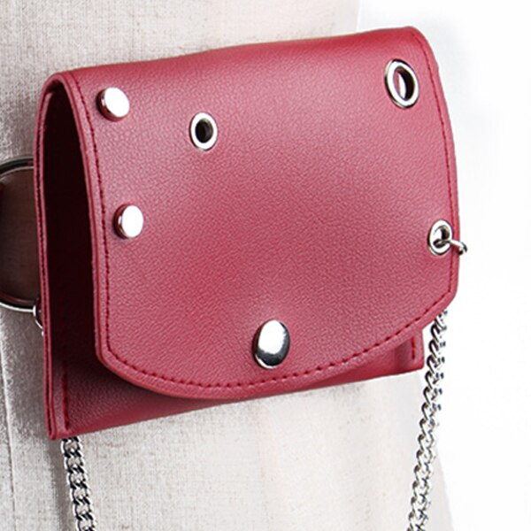 Hot sale Women's Waist Pack Multifunctional Leather Packs Fashion Female Belt Bag Casual Pocket with Hole Rivets Chain - ebowsos