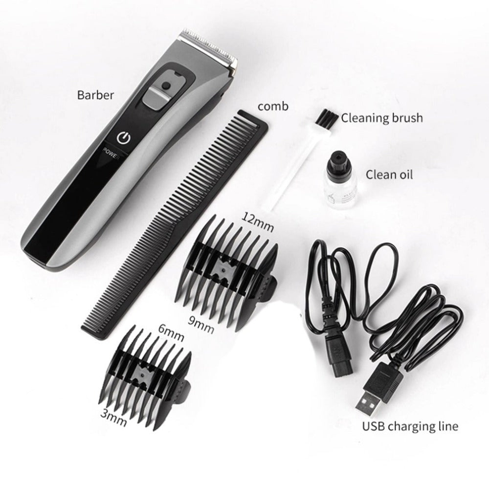 Household Waterproof Rechargeable Ceramic Cutter Head Hair Clipper Electric Haircut Kit Hair Trimmer for Men & Baby - ebowsos