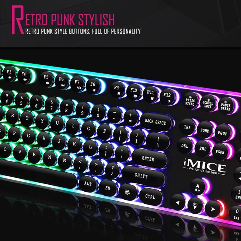 IMICE AK-700 Retro Punk Gaming Mechanical Keyboard Wired Backlit led Gamer Desktop Key Panel Gaming Mechanical Keyboard Hot Sale - ebowsos