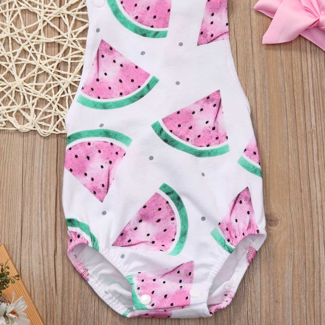 Infant Baby Girl Watermelon bodysuits Sunsuit Jumpsuit Outfit Set Clothes - ebowsos