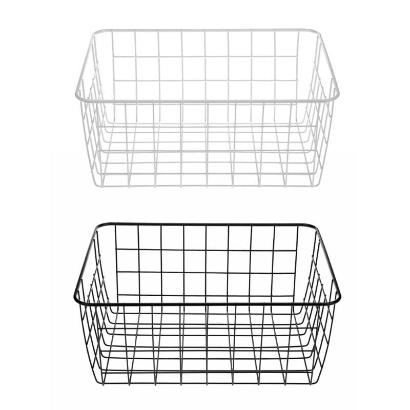 Iron Art Storage Basket Home Desktop Metal Sundries Organizer Container - ebowsos
