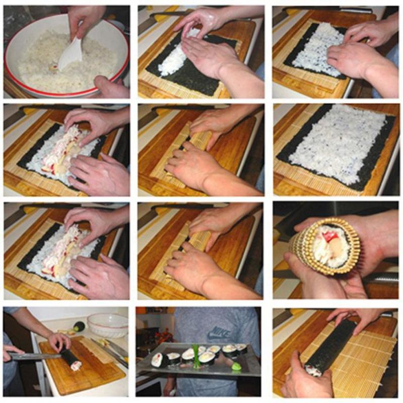 Japanese Sushi Rice Rolling Roller Bamboo DIY Maker Sushi Mat Cooking Tool - ebowsos