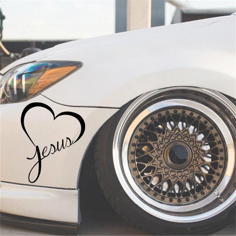 Jesue Heart Christian Car Sticker Reflective Window Bumper Sticker Decor - ebowsos