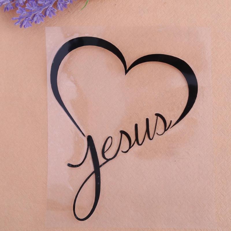 Jesue Heart Christian Car Sticker Reflective Window Bumper Sticker Decor - ebowsos