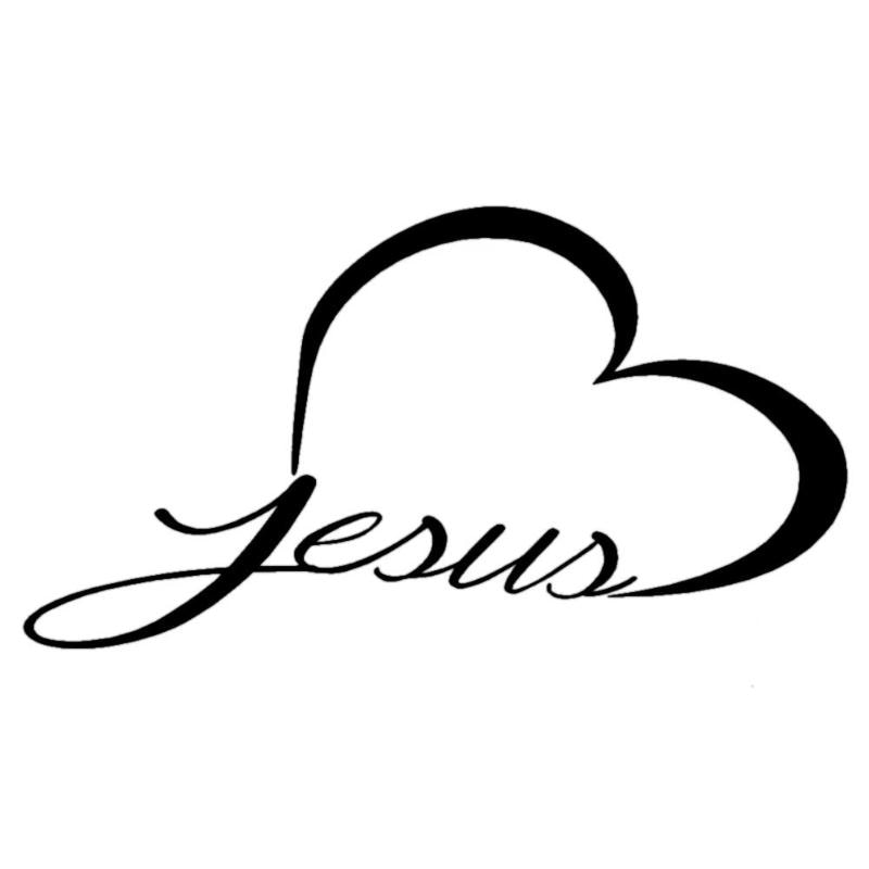 Jesue Heart Christian Car Sticker Reflective Window Bumper Sticker Decor - ebowsos