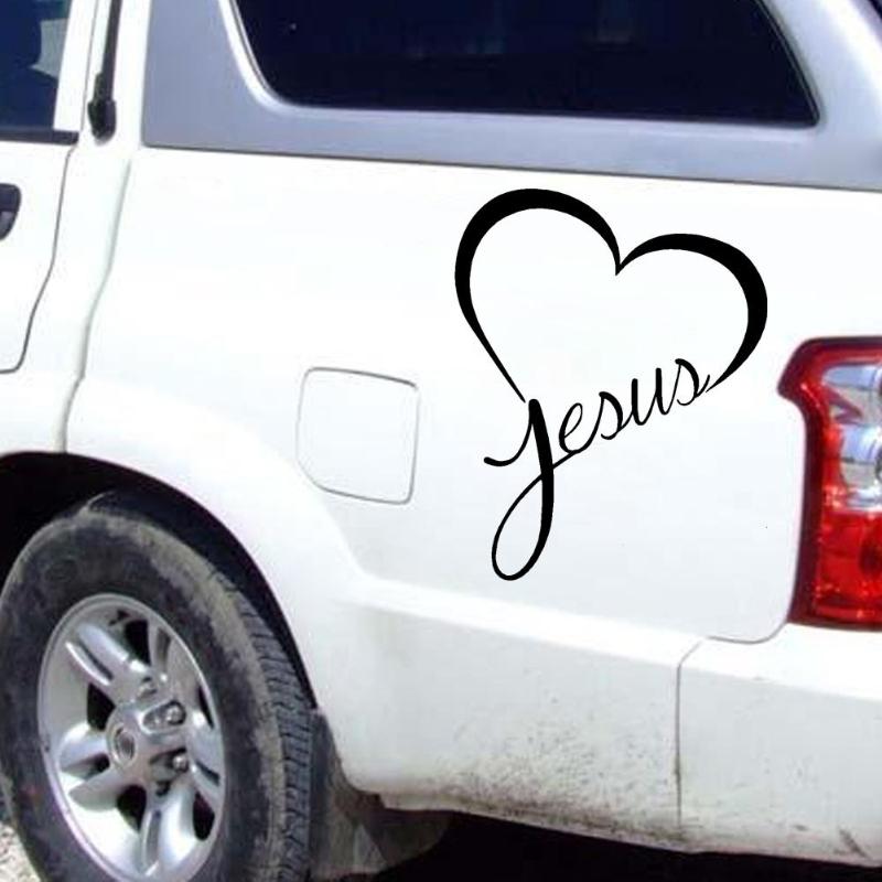 Jesue Heart Christian Car Sticker Reflective Window Bumper Sticker Decor - ebowsos