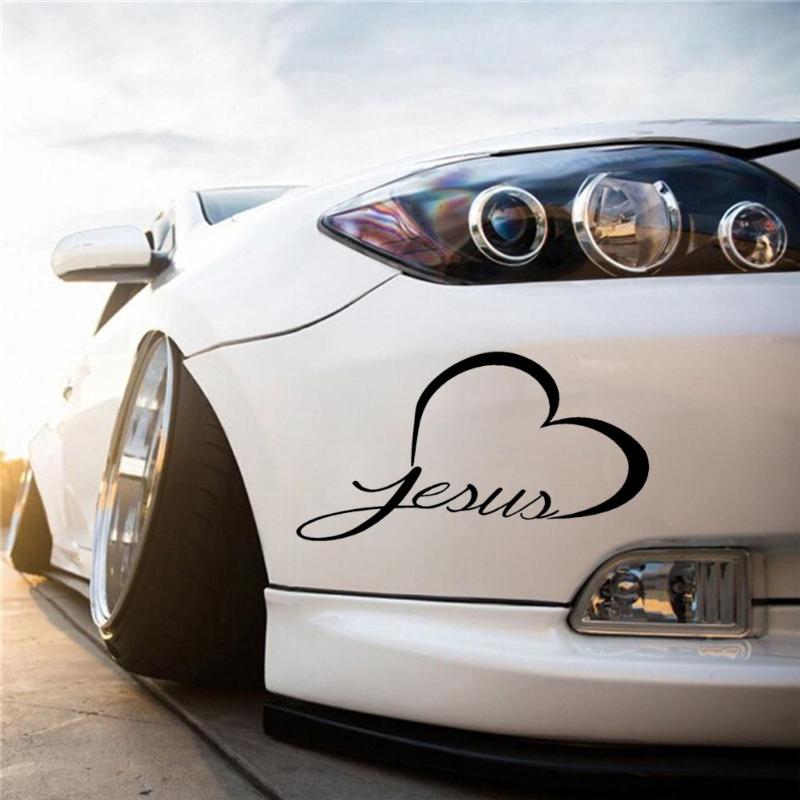 Jesue Heart Christian Car Sticker Reflective Window Bumper Sticker Decor - ebowsos
