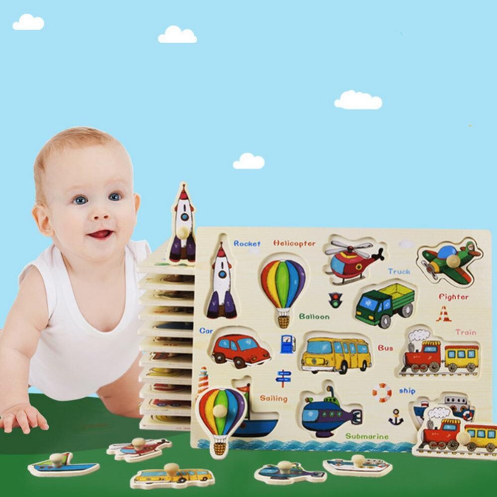 Jigsaw Wooden Puzzle Toys Children Baby Animals Figure Kids Intelligence Cognition Educational Toys Cartoon Toy High Quality-ebowsos