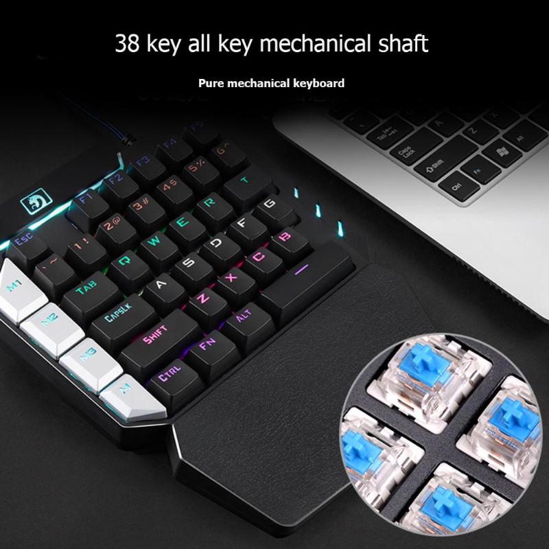 K109 Single Hand 38 Keys Mechanical Gaming Keyboard USB Wired Keyboard - ebowsos