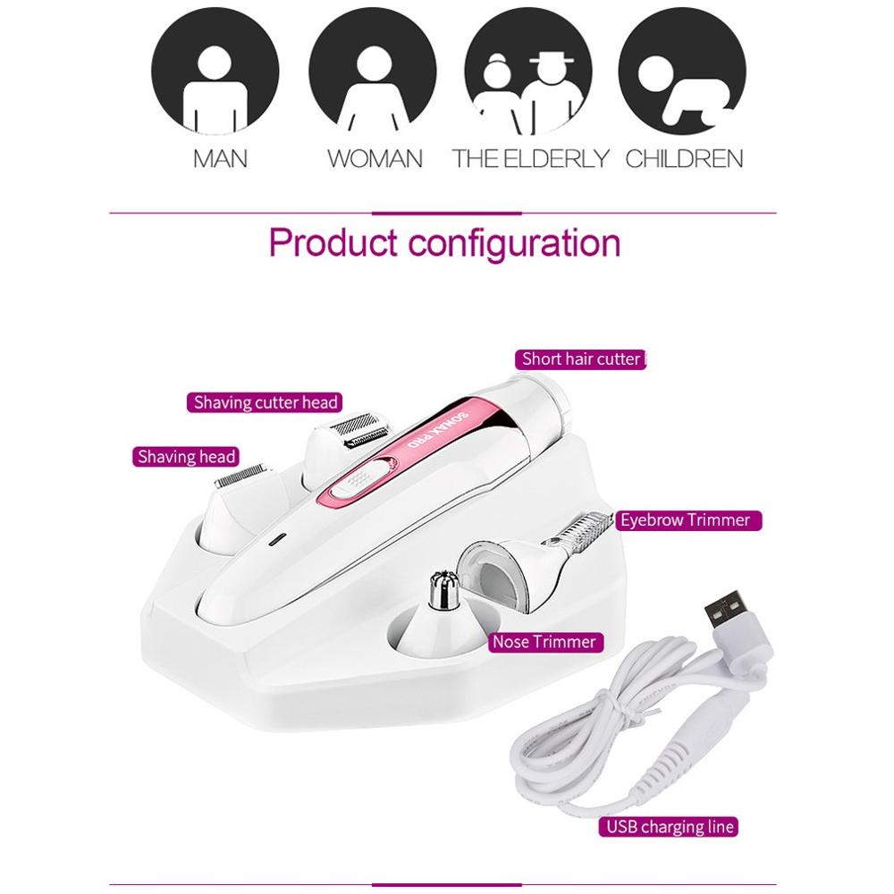 5 in 1 Epilator Female Eyebrow Trimmer Epilator Shaver For Hair Removal Epilator Face depilador Female Bikini Depilatory - ebowsos