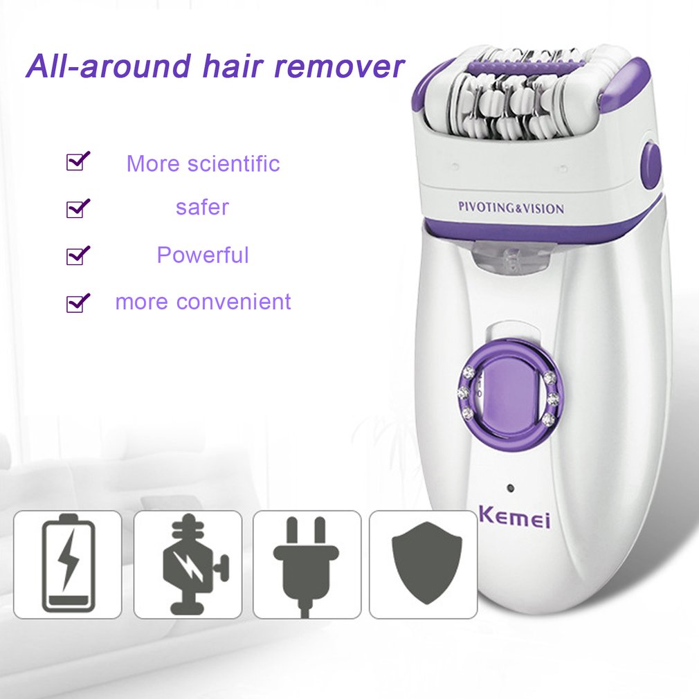 KM-2668 2-in-1 Rechargeable Lady Hair Remover Electric Women Hair Trimmer Depilatory Shaver For Armpit Bikini Leg - ebowsos