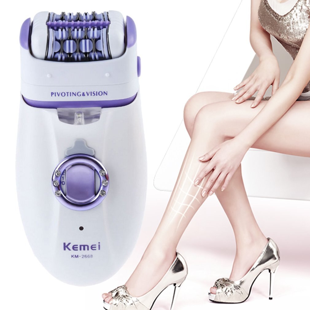 KM-2668 2-in-1 Rechargeable Lady Hair Remover Electric Women Hair Trimmer Depilatory Shaver For Armpit Bikini Leg - ebowsos