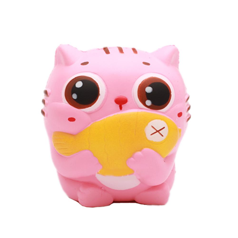 Key Chain 10CM Jumbo Kawaii Cat/Kitty Hold Fish Animal Slow Rising Squeeze Bread Cake Sweet Scented Gift-ebowsos