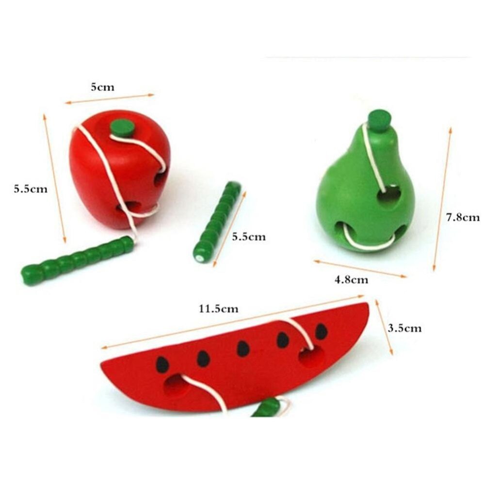 Kid Early Educational Toys Baby Wooden Toy Funny Worm Eat Fruit Apple Pear Watermelon Early Learning Toy Kids Gifts-ebowsos