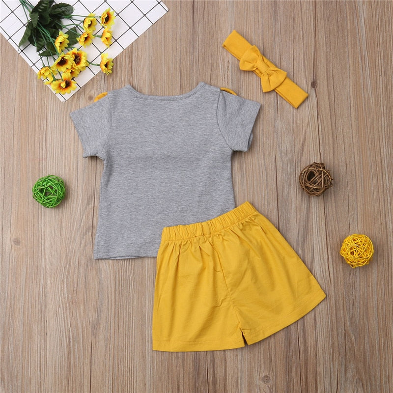 Kids Baby Big Little Sister Brother Short Sleeve T shirt Bow tie Ruffle Tops Shorts Outfit Clothes Summer Set - ebowsos