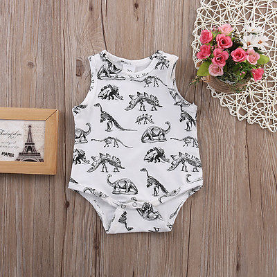 Kids Baby Girl Boy Clothes Dinosaurs Romper Jumpsuit Outfits Sunsuit Costume - ebowsos