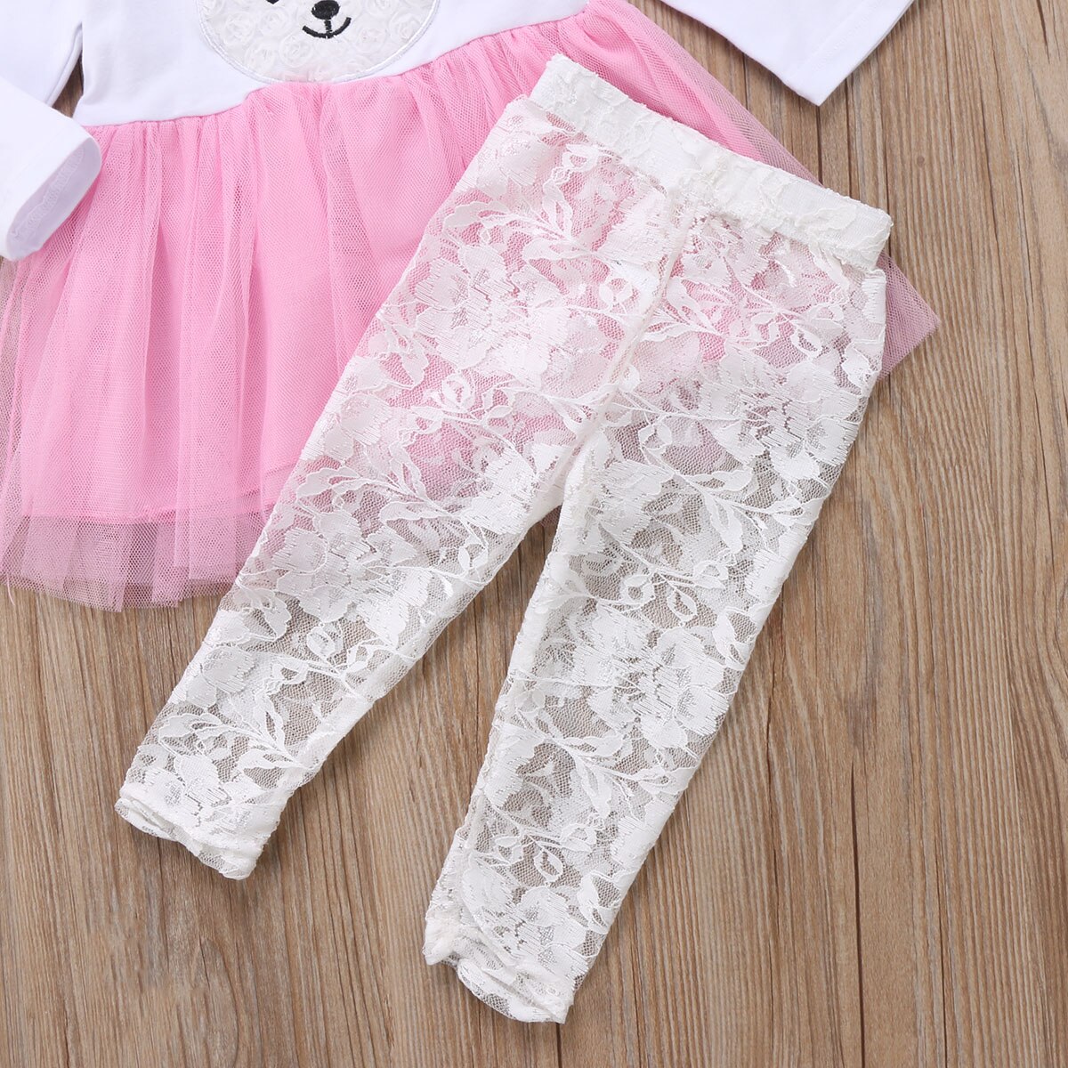 Kids Baby Girls Princess Flower Bunny Lace Shirt Long Sleeve Cotton Cute+Top Pants Outfits Set Clothes - ebowsos