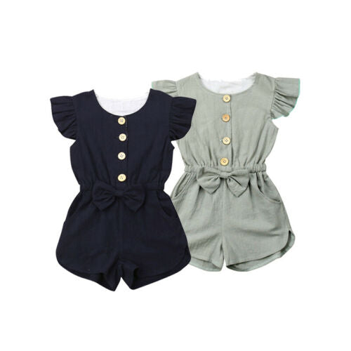 Kids Baby Girls Summer Bib pants Short Sleeve Infant Overalls Jumpsuit Toddler Clothes Sunsuit - ebowsos